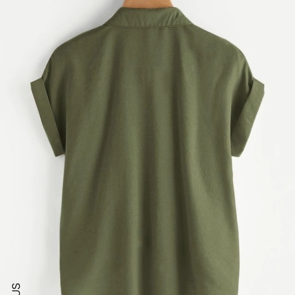 Green Button Down Shirt - Picture 6 of 7